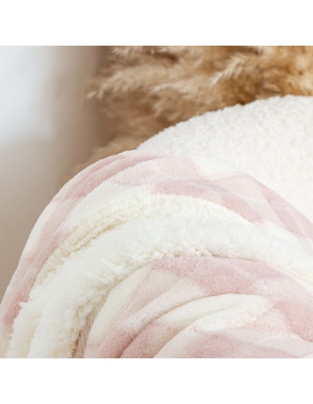 Manta sherpa Cuadro Guima rosa