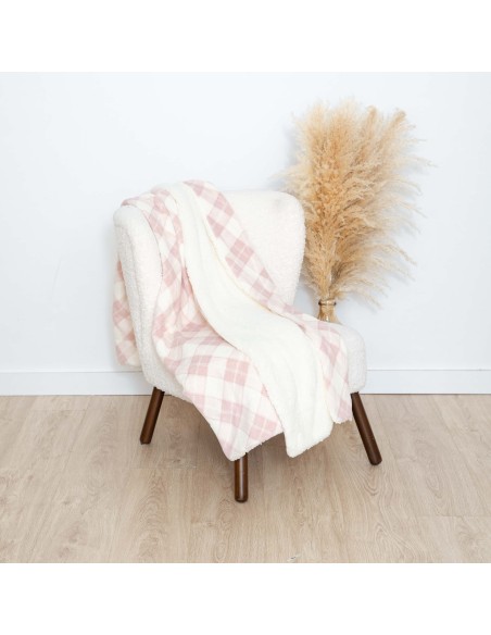 Manta sherpa Cuadro Guima rosa