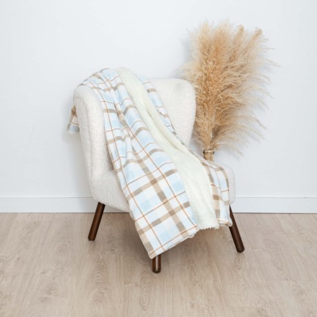 Manta sherpa Cuadro Noric celeste