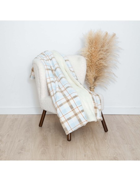 Manta sherpa Cuadro Noric celeste