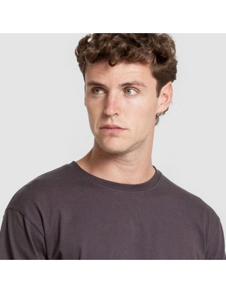 Pijama hombre franela Raya Derek gris marengo