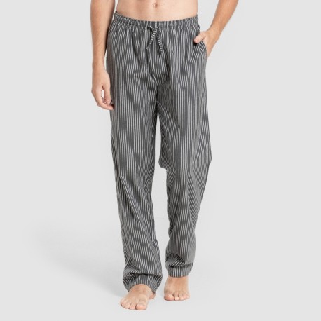 Pijama hombre franela Raya Derek gris marengo