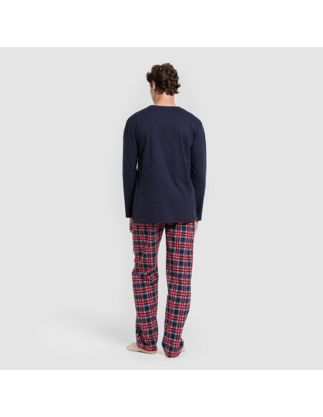 Pijama hombre franela Cuadro Tuc  azul marino