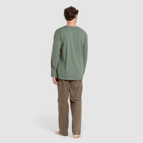 Pijama hombre franela Raya Vermont verde