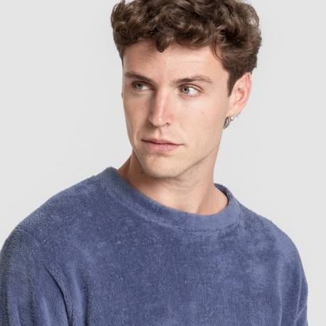 Pijama coral hombre Cuadro Roldan azul