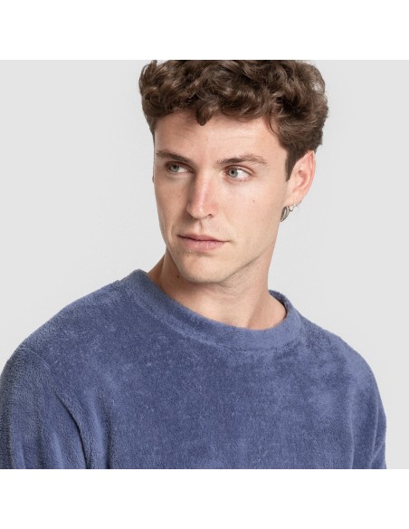 Pijama coral hombre Cuadro Roldan azul