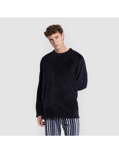Pijama coral hombre Raya Vinicius azul marino Pijama coral hombre Raya Vinicius azul marino