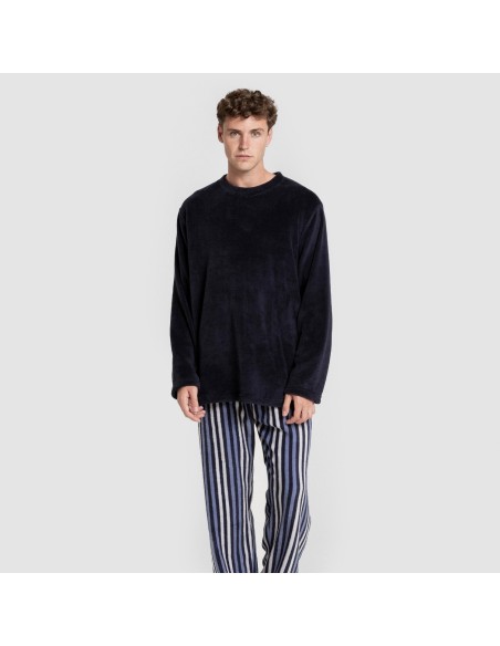 Pijama coral hombre Raya Vinicius azul marino Pijama coral hombre Raya Vinicius azul marino