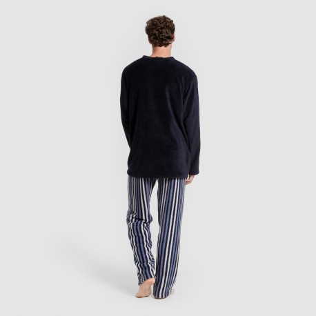 Pijama coral hombre Raya Vinicius azul marino