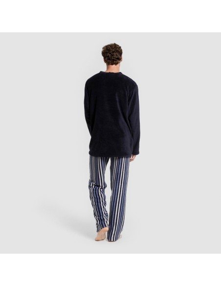 Pijama coral hombre Raya Vinicius azul marino Pijama coral hombre Raya Vinicius azul marino