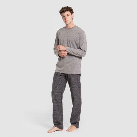 Pijama hombre franela Polo gris