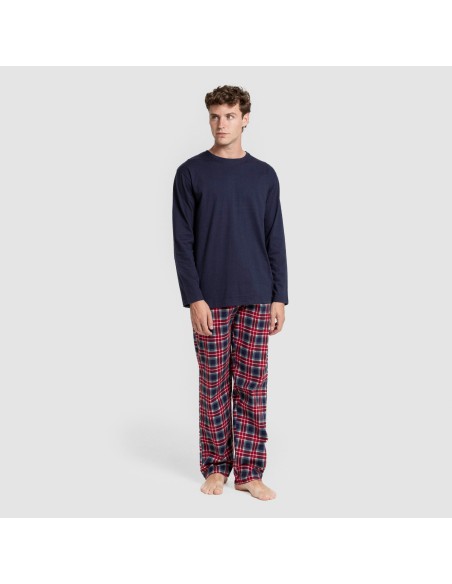 Pijama hombre franela Cuadro Tuc  azul marino