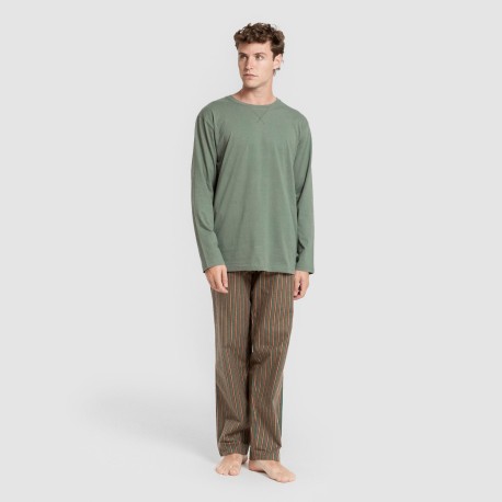 Pijama hombre franela Raya Vermont verde