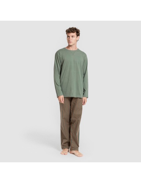 Pijama hombre franela Raya Vermont verde