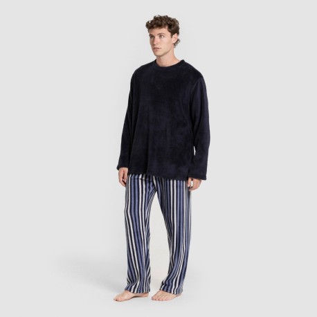 Pijama coral hombre Raya Vinicius azul marino
