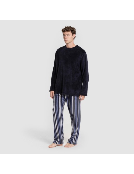 Pijama coral hombre Raya Vinicius azul marino Pijama coral hombre Raya Vinicius azul marino