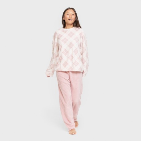 Pijama coral Cuadro Guima rosa