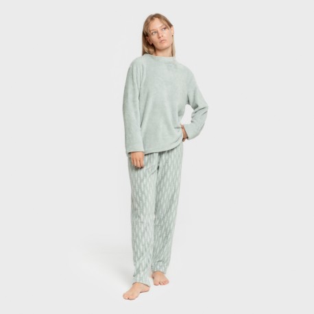 Pijama coral Espiga verde tiffany
