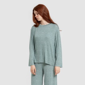 Pijama largo viscosa mujer Virgo verde agua