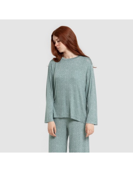 Pijama largo viscosa mujer Virgo verde agua