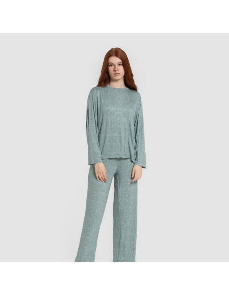 Pijama largo viscosa mujer Virgo verde agua