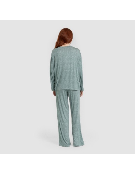 Pijama largo viscosa mujer Virgo verde agua