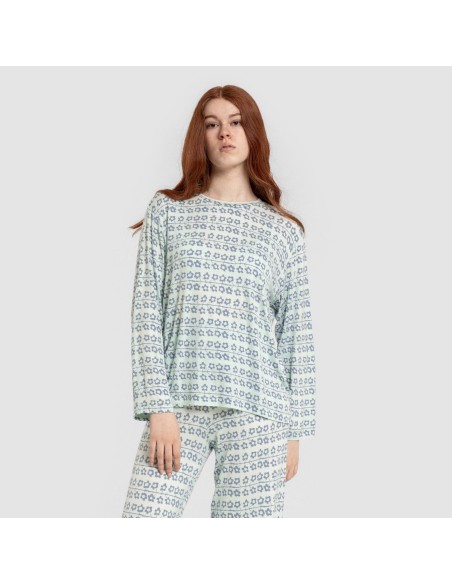 Pijama largo viscosa mujer Capricornio rosa