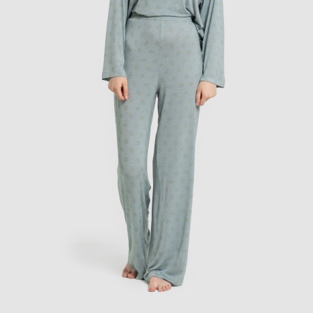 Pijama largo viscosa mujer Spring azul agua