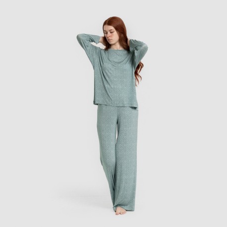 Pijama largo viscosa mujer Virgo verde agua