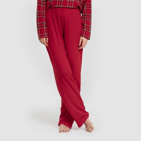 Pijama largo Secret mujer Cuadro Nicolas rojo
