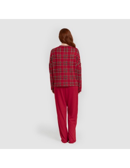 Pijama largo Secret mujer Cuadro Nicolas rojo Pijama largo Secret mujer Cuadro Nicolas rojo