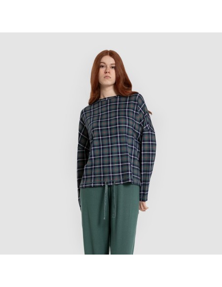 Pijama largo Secret mujer Cuadro Ruz verde