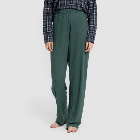 Pijama largo Secret mujer Cuadro Ruz verde