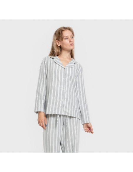 Pijama franela manga larga camisero mujer Raya Marsella verde azulado Pijama franela manga larga camisero mujer Raya Marsella verde azulado