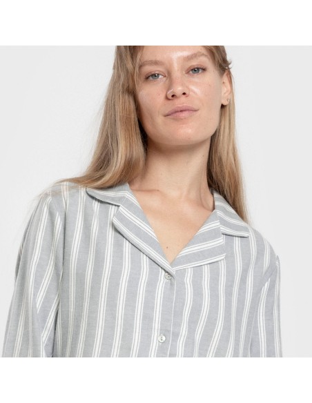 Pijama franela manga larga camisero mujer Raya Marsella verde azulado Pijama franela manga larga camisero mujer Raya Marsella verde azulado