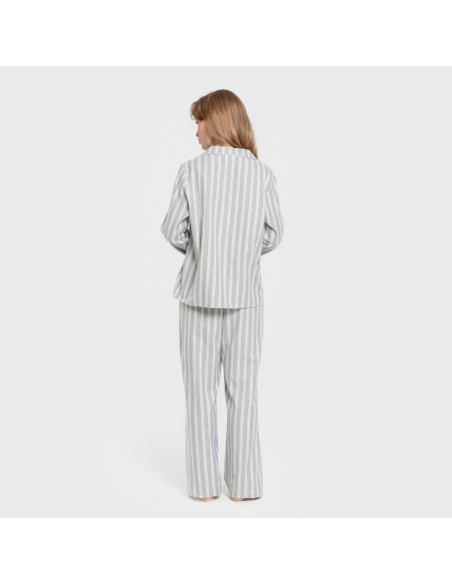 Pijama franela manga larga camisero mujer Raya Marsella verde azulado Pijama franela manga larga camisero mujer Raya Marsella verde azulado