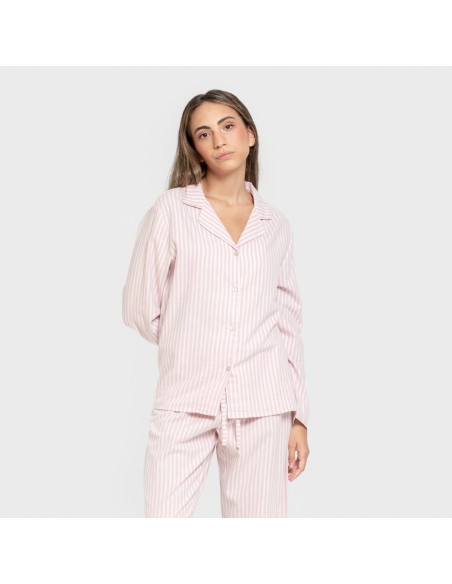Pijama franela manga larga camisero mujer Raya Ceballos rosa Pijama franela manga larga camisero mujer Raya Ceballos rosa