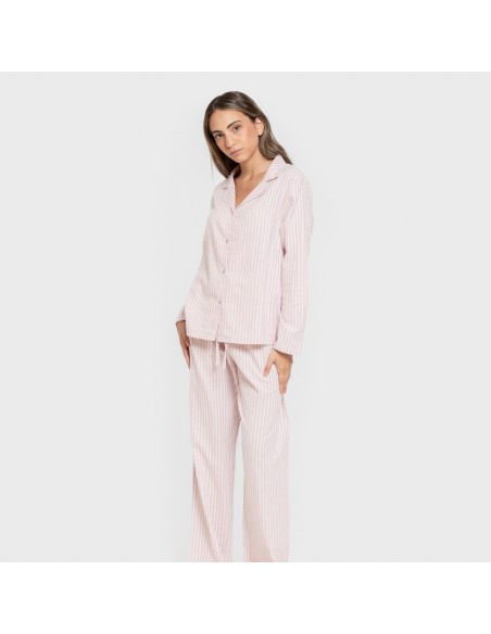Pijama franela manga larga camisero mujer Raya Ceballos rosa Pijama franela manga larga camisero mujer Raya Ceballos rosa