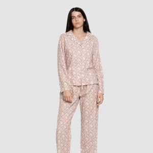 Pijama franela manga larga camisero mujer Amira rosa 2