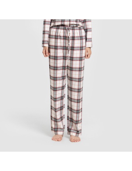 Pijama franela manga larga camisero mujer Cuadro Fiorile verde Pijama franela manga larga camisero mujer Cuadro Fiorile verde