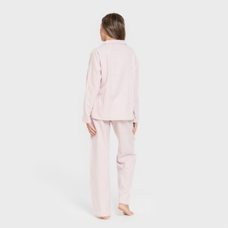Pijama franela manga larga camisero mujer Raya Ceballos rosa