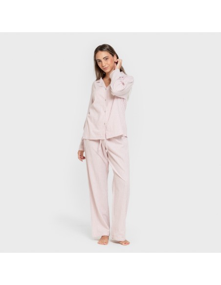 Pijama franela manga larga camisero mujer Raya Ceballos rosa Pijama franela manga larga camisero mujer Raya Ceballos rosa