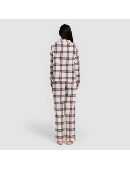 Pijama franela manga larga camisero mujer Cuadro Fiorile verde Pijama franela manga larga camisero mujer Cuadro Fiorile verde