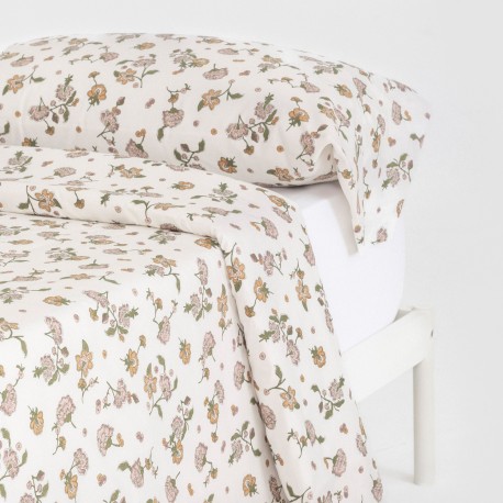 Funda nórdica algodón Meghan verde seco - rosa keike