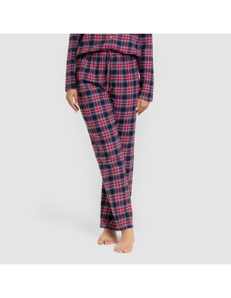 Pijama franela manga larga camisero mujer Cuadro Hemerito azul Pijama franela manga larga camisero mujer Cuadro Hemerito azul