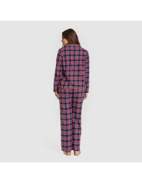 Pijama franela manga larga camisero mujer Cuadro Hemerito azul Pijama franela manga larga camisero mujer Cuadro Hemerito azul