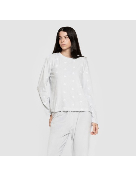 Pijama terciopelo super soft mujer Praga celeste