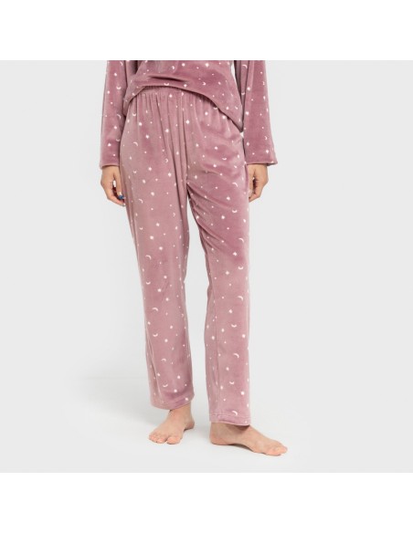 Pijama terciopelo super soft mujer Ambarina malva rosa Pijama terciopelo super soft mujer Ambarina malva rosa