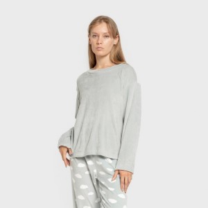 Pijama terciopelo super soft mujer Nubecita verde tiffany