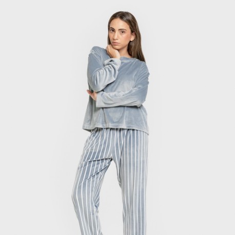 Pijama terciopelo super soft mujer Raya Astria indigo